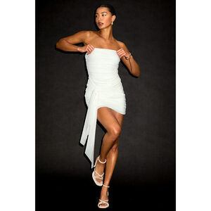 Lulus Seneca White Mesh Bodycon Sash Mini Dress - Size S